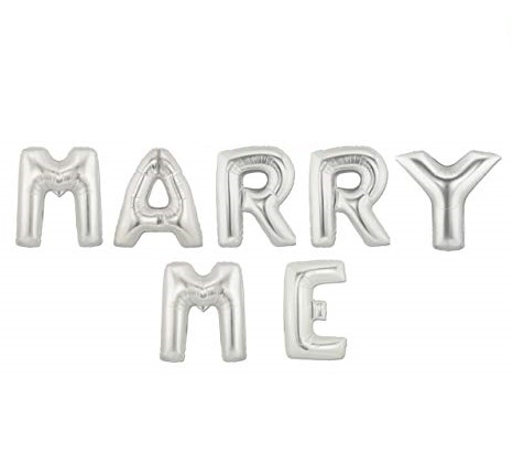 סט בלונים לניפוח עצמי כסף - Marry Me
