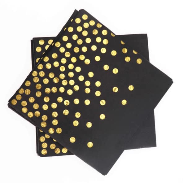 מפיות נייר - שחור נקודות זהב