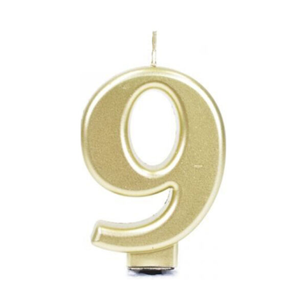 נר יום הולדת מספר 9 - זהב