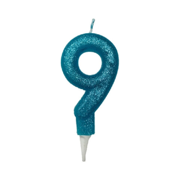 נר יום הולדת מספר 9 - תכלת