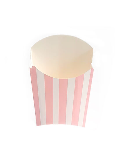 קופסת פופקורן וצ'יפס - פסים ורוד