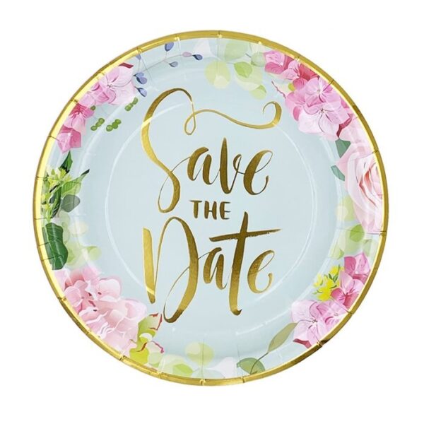 צלחות נייר גדולות מתכלות - Save The Date