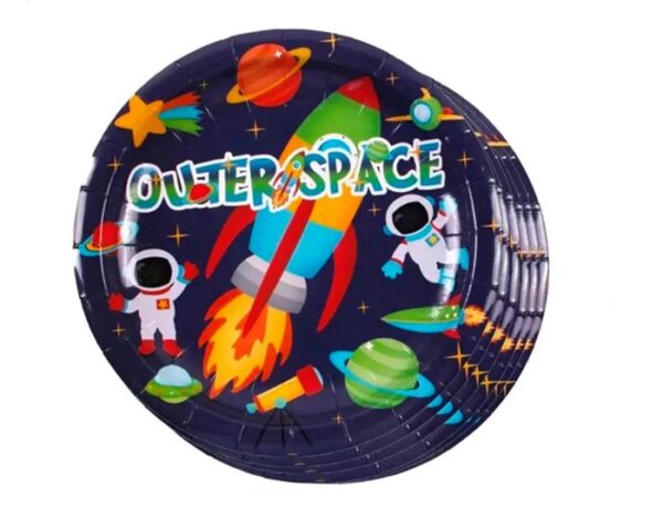 צלחות נייר מתכלה קטנות - אסטרונאוט