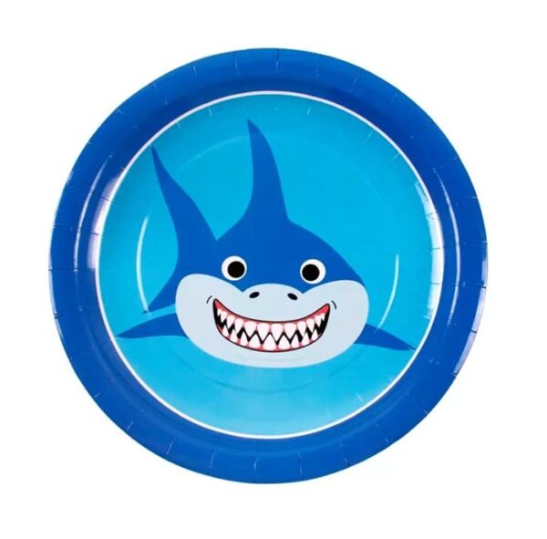 צלחות נייר מתכלה גדולות - כריש בייבי שארק