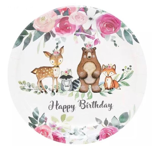 צלחות נייר מתכלה גדולות - במבי וחברים