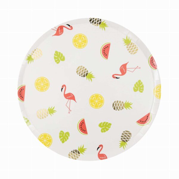 צלחות נייר מתכלה גדולות - קיץ טרופי