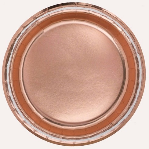 צלחות נייר קטנות - רוז גולד מטאלי