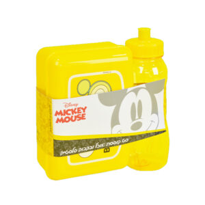 סט צהוב קופסת אוכל ובקבוק פלסטיק - מיקי מאוס