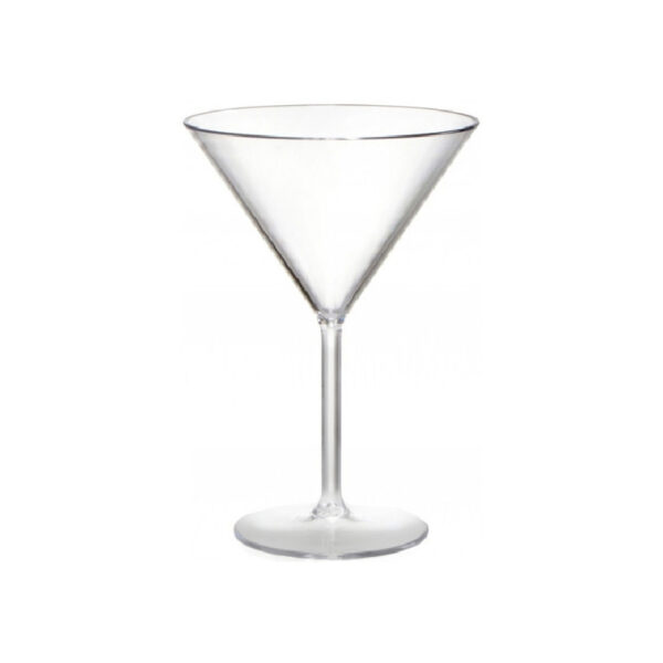 כוס מרטיני קטנה פלסטיק רגל כסף 25 ס"מ