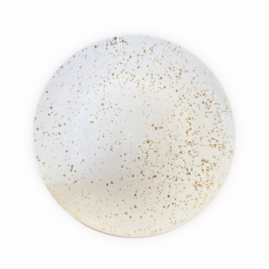 צלחות פלסטיק - לבן זהב