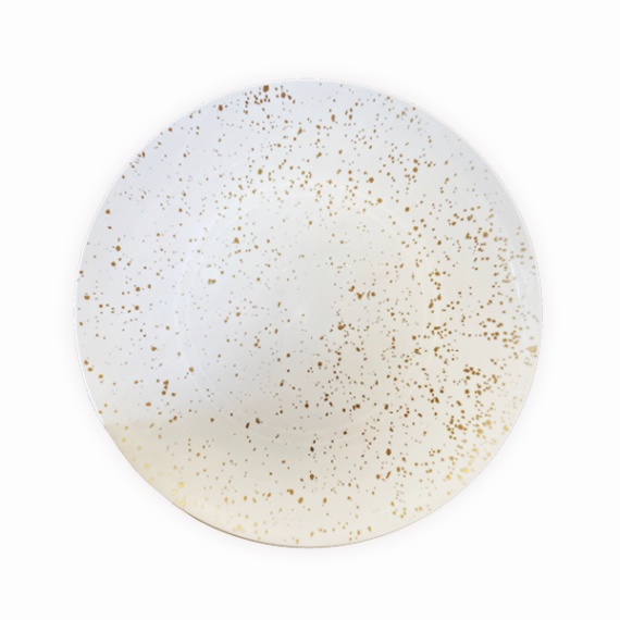 צלחות פלסטיק - לבן זהב