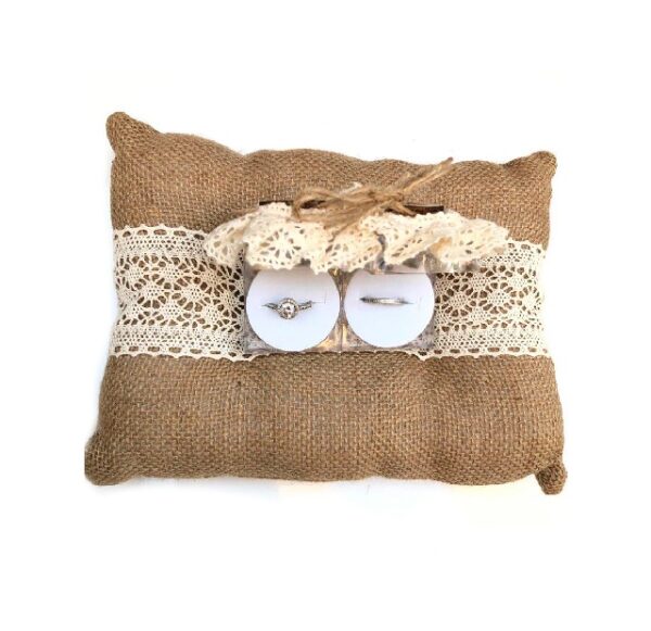 כרית לטבעות יוטה מעוצבת - MR & MRS