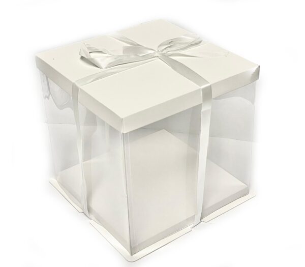 קופסה לבנה גבוהה לעוגה 26X26X26