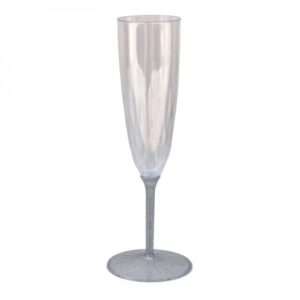 כוסות שמפניה מהודרות מפלסטיק - כסף נוצץ