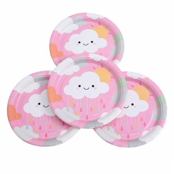 צלחות נייר מתכלה קטנות - עננים לבנות