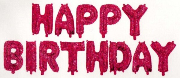 סט בלונים לניפוח עצמי ורוד נוצץ - Happy Birthday