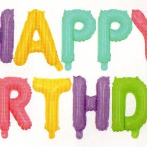 סט בלונים לניפוח עצמי צבעי מקרון - Happy Birthday
