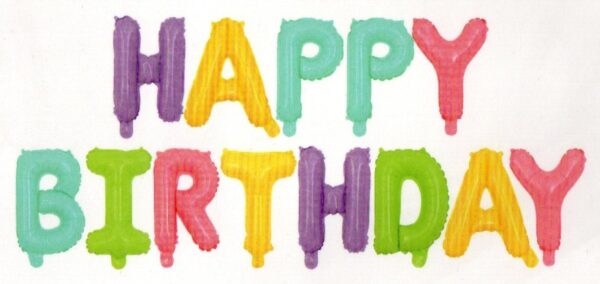 סט בלונים לניפוח עצמי צבעי מקרון - Happy Birthday