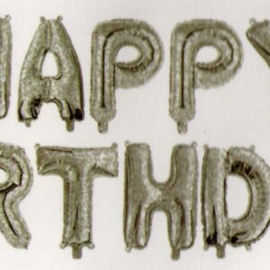 סט בלונים לניפוח עצמי כסף נוצץ - Happy Birthday