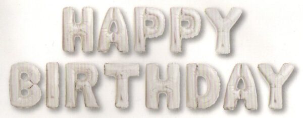 סט בלונים לניפוח עצמי לבן - Happy Birthday