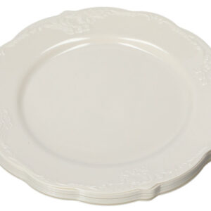 צלחות פלסטיק וינטג' - קרם