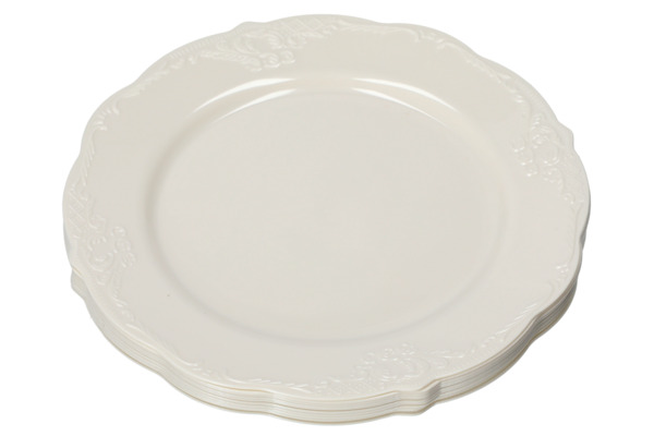 צלחות פלסטיק וינטג' - קרם