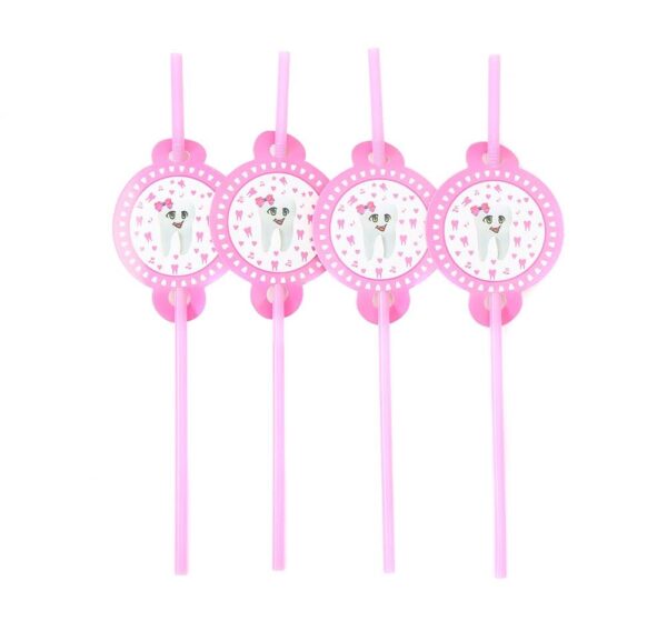 קשיות פלסטיק ורודות לבת - שן ראשונה