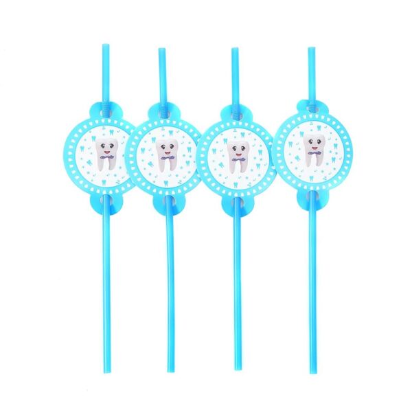 קשיות פלסטיק כחולות לבן - שן ראשונה