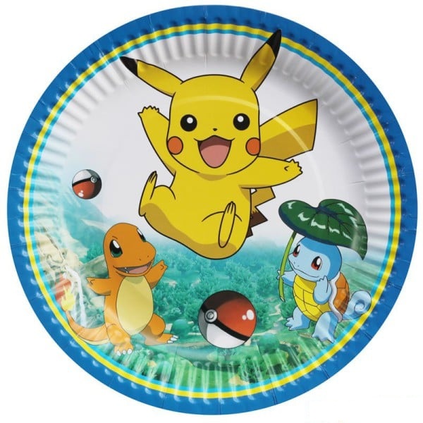 צלחות נייר מתכלה גדולות - פוקימון