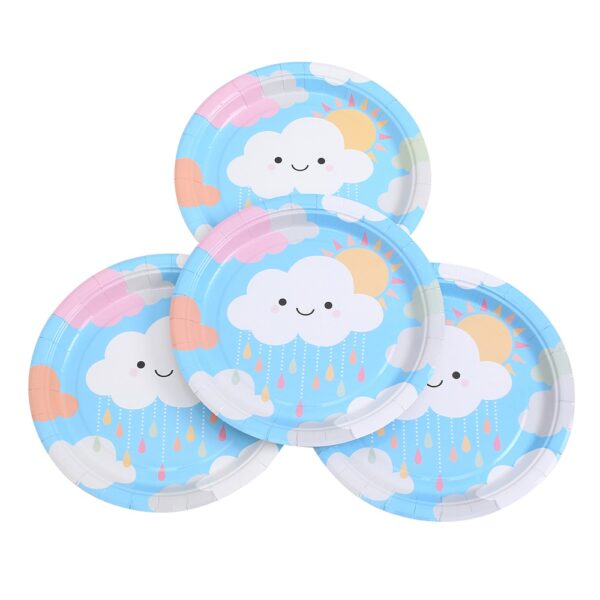 צלחות נייר מתכלה קטנות - עננים לבנים