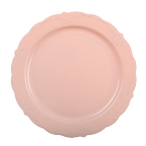 צלחות פלסטיק וינטג' קטנות - ורוד