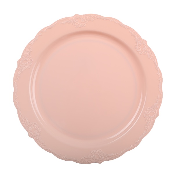 צלחות פלסטיק וינטג' קטנות - ורוד