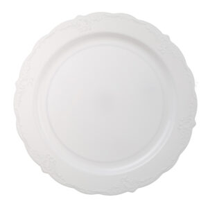 צלחות פלסטיק וינטג' 21.5 ס"מ - לבן