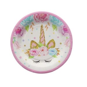 צלחות נייר מתכלה גדולות - חד קרן