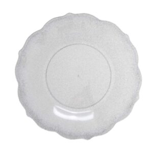 צלחות פלסטיק וינטג' 21.5 ס"מ - כסף נוצץ