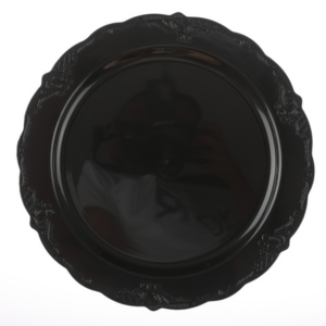 צלחות פלסטיק וינטג' 25 ס"מ - שחור