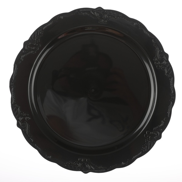 צלחות פלסטיק וינטג' 19 ס"מ - שחור