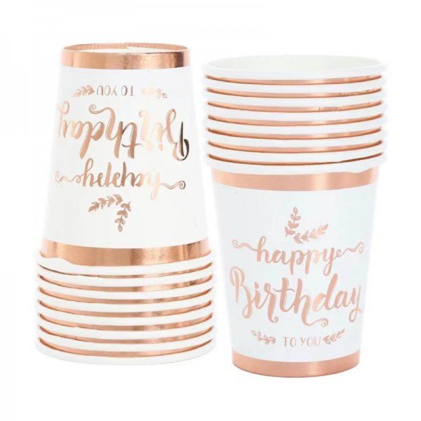 כוסות נייר - רוז גולד