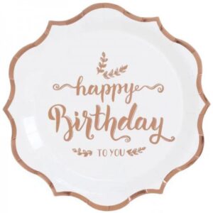 צלחות נייר מתכלה גדולות - רוז גולד