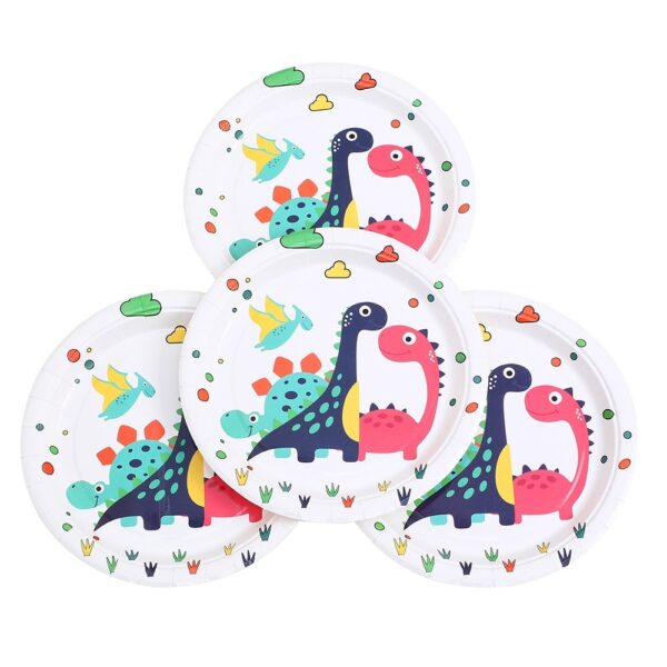 צלחות נייר מתכלה קטנות - דינוזאורים