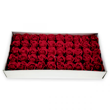 מארז 50 ראשי פרחי סבון לקישוט - אדום יין