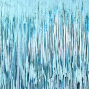 וילון פרנזים - תכלת מטאלי