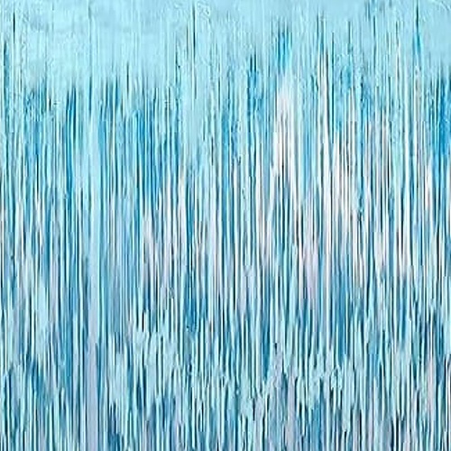 וילון פרנזים - תכלת מטאלי