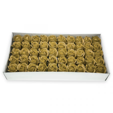 מארז 50 ראשי פרחי סבון לקישוט - זהב
