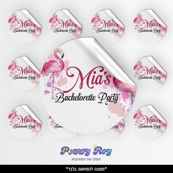 מדבקות עגולות - ‏‏פלמינגו (24 יח')