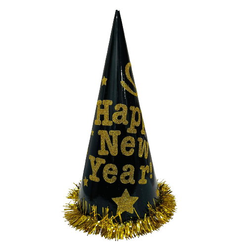 כובע קונוס - Happy New Year זהב