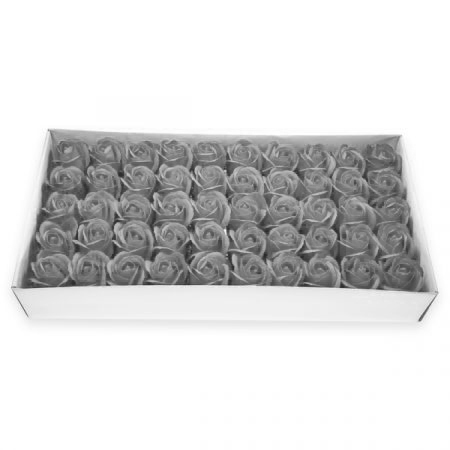 מארז 50 ראשי פרחי סבון לקישוט - כסף