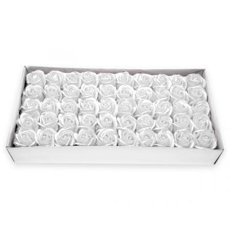 מארז 50 ראשי פרחי סבון לקישוט - לבן
