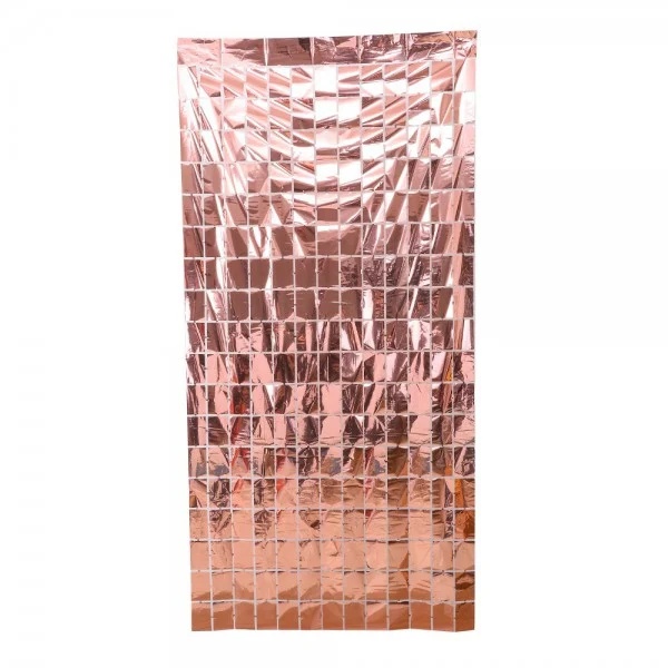 וילון ריבועים - רוז גולד