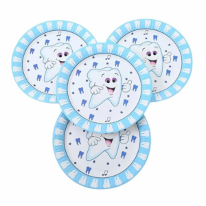 צלחות נייר מתכלה גדולות - שן ראשונה לבן